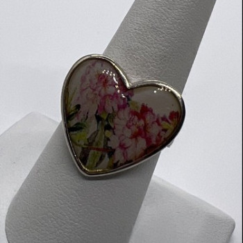 925 Sterling Silver Art Print Under Glass Cover 