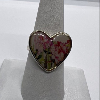 925 Sterling Silver Art Print Under Glass Cover 