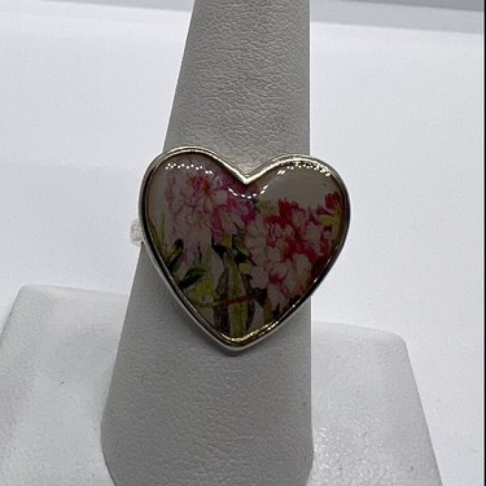 925 Sterling Silver Art Print Under Glass Cover 