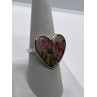 925 Sterling Silver Art Print Under Glass Cover Ring Size 8.5
