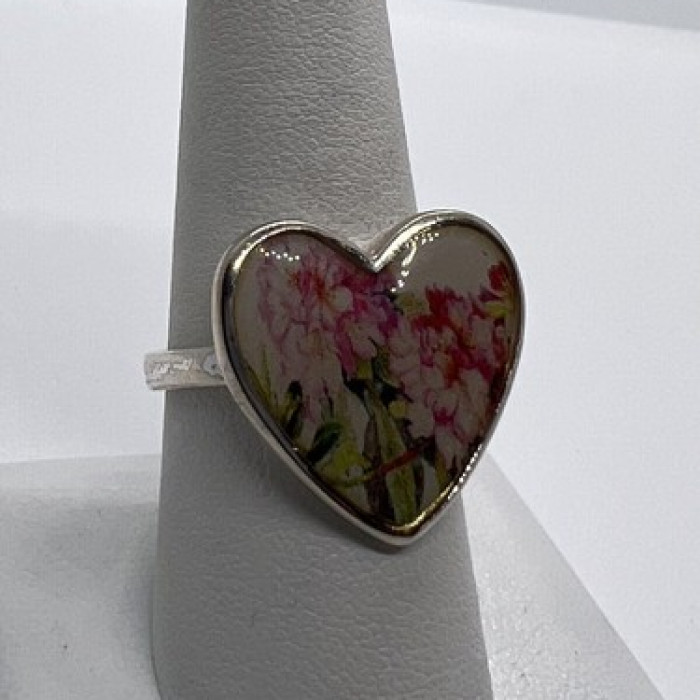 925 Sterling Silver Art Print Under Glass Cover 