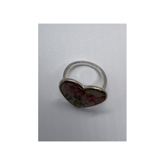 925 Sterling Silver Art Print Under Glass Cover Ring Size 8.5