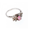 925 Sterling Silver Morganite & CZ Ring Size 6.5