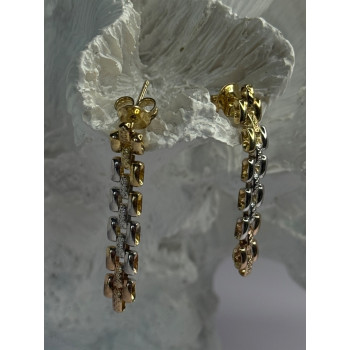 Italy Milor 925 Sterling Silver Gold Plated Earrings Length 1.40 inch