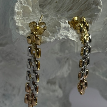 Italy Milor 925 Sterling Silver Gold Plated Earrings Length 1.40 Inch
