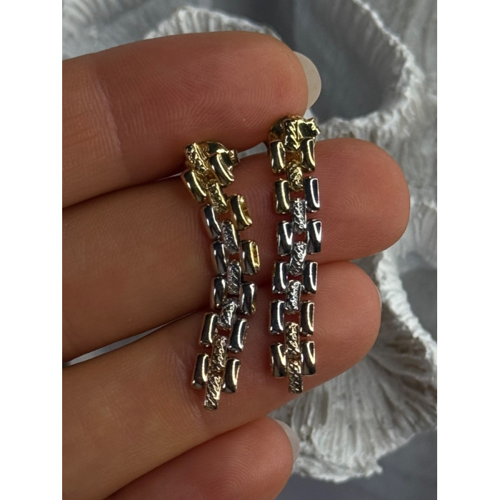 Italy Milor 925 Sterling Silver Gold Plated Earrings Length 1.40 inch