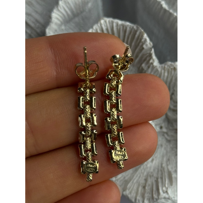 Italy Milor 925 Sterling Silver Gold Plated Earrings Length 1.40 inch