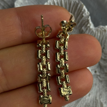 Italy Milor 925 Sterling Silver Gold Plated Earrings Length 1.40 Inch