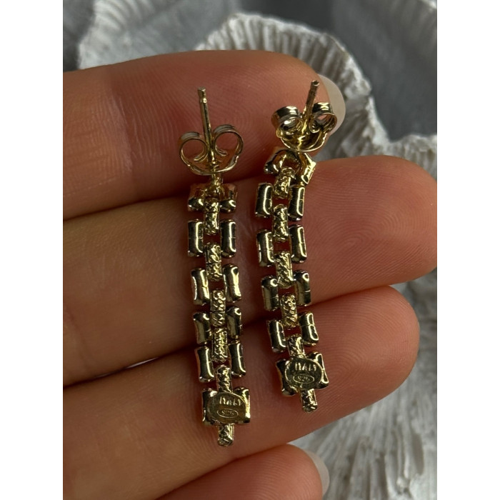 Italy Milor 925 Sterling Silver Gold Plated Earrings Length 1.40 inch