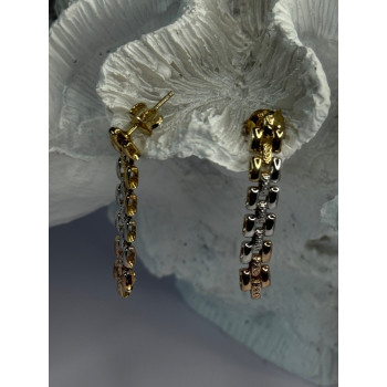 Italy Milor 925 Sterling Silver Gold Plated Earrings Length 1.40 inch