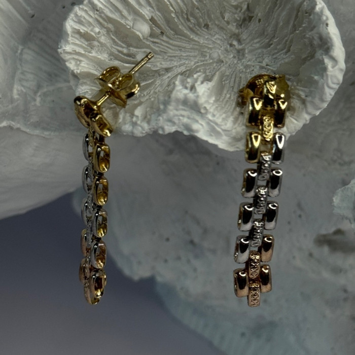 Italy Milor 925 Sterling Silver Gold Plated Earrings Length 1.40 Inch