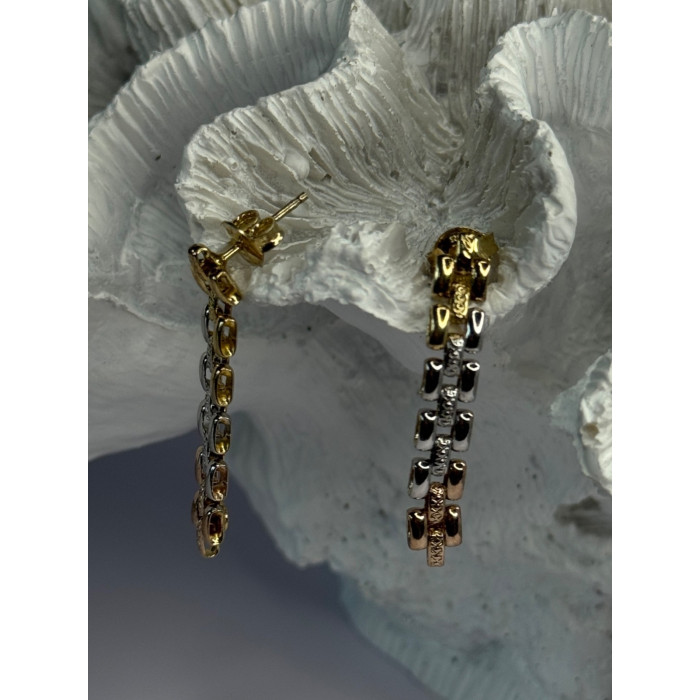 Italy Milor 925 Sterling Silver Gold Plated Earrings Length 1.40 inch