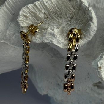 Italy Milor 925 Sterling Silver Gold Plated Earrings Length 1.40 Inch