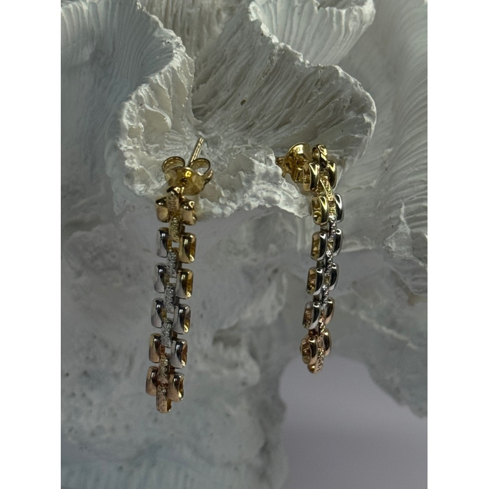 Italy Milor 925 Sterling Silver Gold Plated Earrings Length 1.40 inch