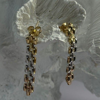Italy Milor 925 Sterling Silver Gold Plated Earrings Length 1.40 Inch