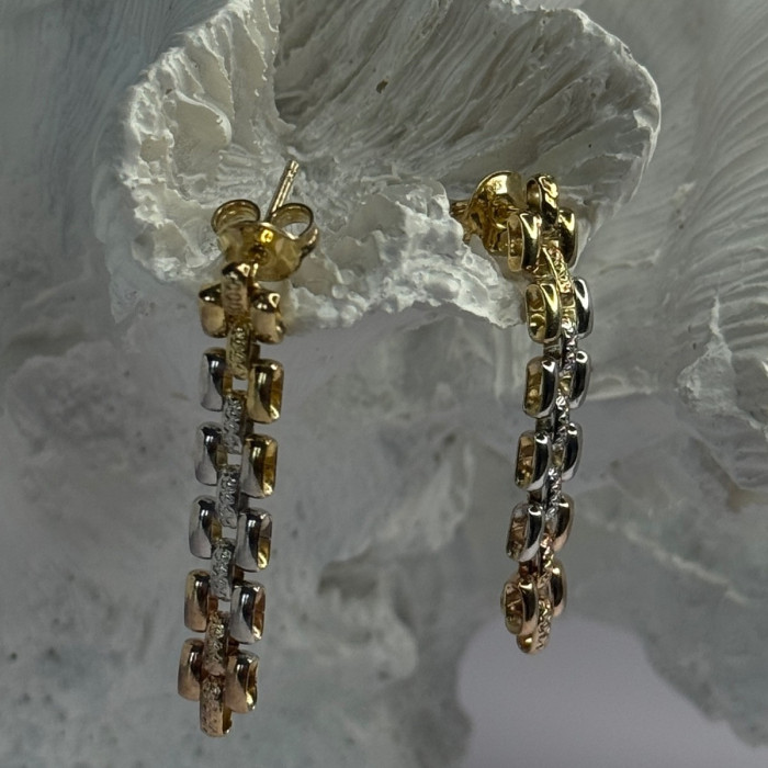Italy Milor 925 Sterling Silver Gold Plated Earrings Length 1.40 Inch