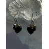 925 Sterling Silver Onyx Heart Dolphin Earrings Length 0.90 inch
