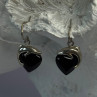 925 Sterling Silver Onyx Heart Dolphin Earrings Length 0.90 Inch
