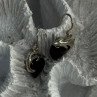 925 Sterling Silver Onyx Heart Dolphin Earrings Length 0.90 Inch