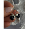 925 Sterling Silver Onyx Heart Dolphin Earrings Length 0.90 inch