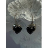 925 Sterling Silver Onyx Heart Dolphin Earrings Length 0.90 inch