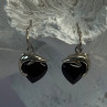 925 Sterling Silver Onyx Heart Dolphin Earrings Length 0.90 Inch