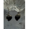 925 Sterling Silver Onyx Heart Dolphin Earrings Length 0.90 inch