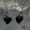 925 Sterling Silver Onyx Heart Dolphin Earrings Length 0.90 Inch