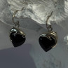 925 Sterling Silver Onyx Heart Dolphin Earrings Length 0.90 Inch