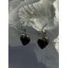 925 Sterling Silver Onyx Heart Dolphin Earrings Length 0.90 inch