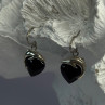 925 Sterling Silver Onyx Heart Dolphin Earrings Length 0.90 Inch