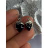925 Sterling Silver Onyx Heart Dolphin Earrings Length 0.90 inch