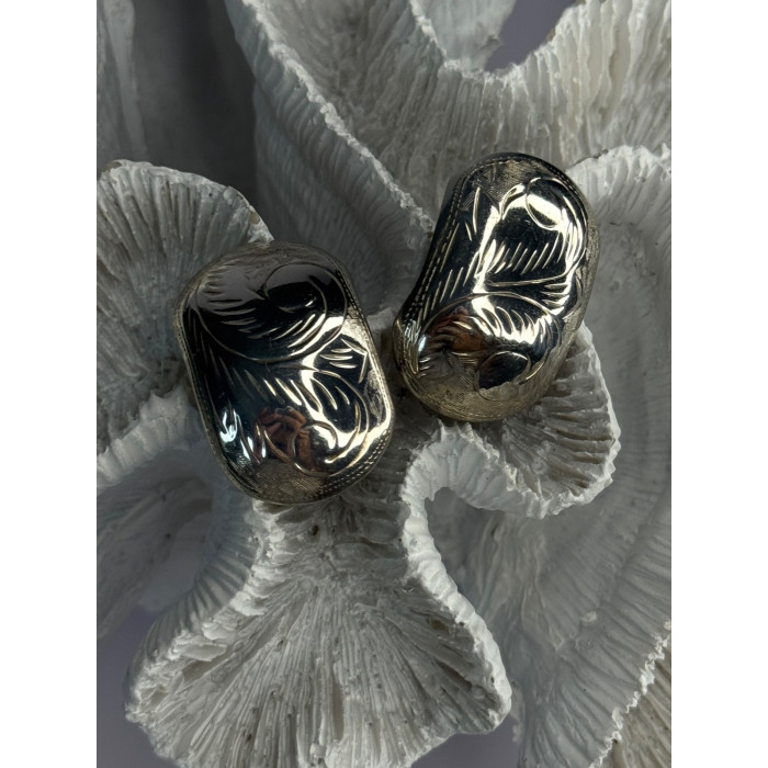 Vintage Esthetic 925 Sterling Silver Clip On Earrings Length 1.20 inch