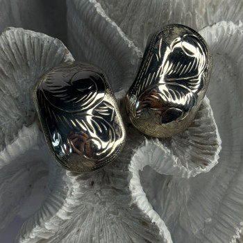 Vintage Esthetic 925 Sterling Silver Clip On Earrings Length 1.20 Inch