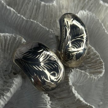 Vintage Esthetic 925 Sterling Silver Clip On Earrings Length 1.20 Inch