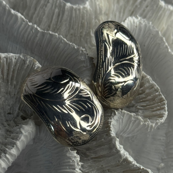 Vintage Esthetic 925 Sterling Silver Clip On Earrings Length 1.20 Inch