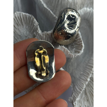 Vintage Esthetic 925 Sterling Silver Clip On Earrings Length 1.20 inch