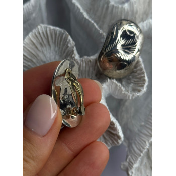 Vintage Esthetic 925 Sterling Silver Clip On Earrings Length 1.20 inch