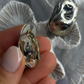 Vintage Esthetic 925 Sterling Silver Clip On Earrings Length 1.20 Inch