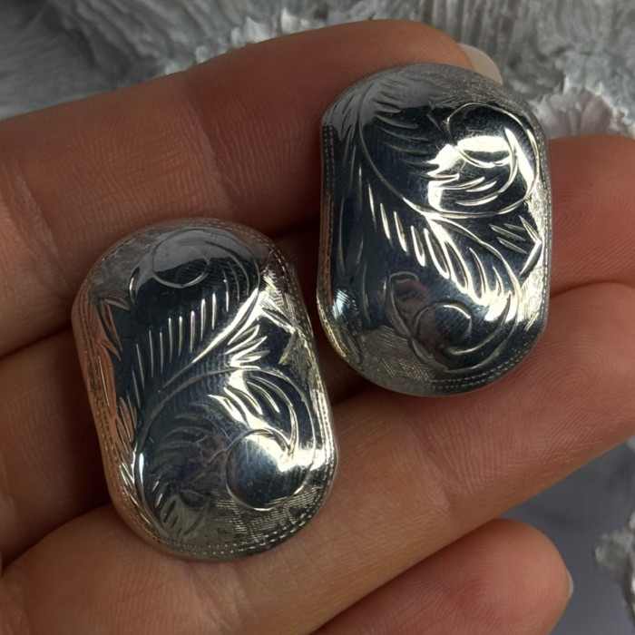 Vintage Esthetic 925 Sterling Silver Clip On Earrings Length 1.20 Inch