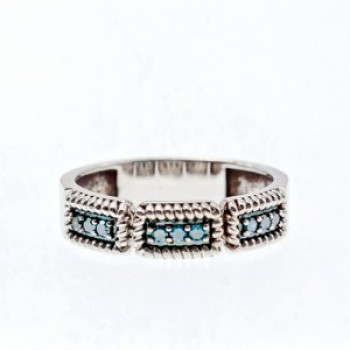 925 Sterling Silver Blue Spinel Ring Size 9