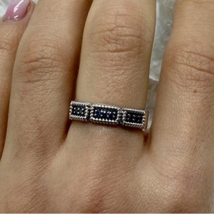925 Sterling Silver Blue Spinel Ring Size 9