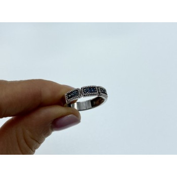 925 Sterling Silver Blue Spinel Ring Size 9