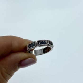 925 Sterling Silver Blue Spinel Ring Size 9