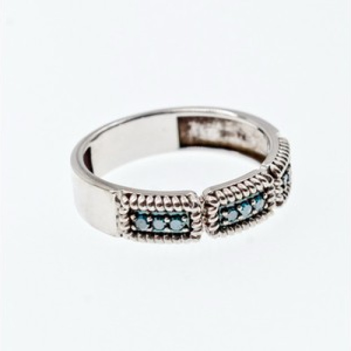 925 Sterling Silver Blue Spinel Ring Size 9