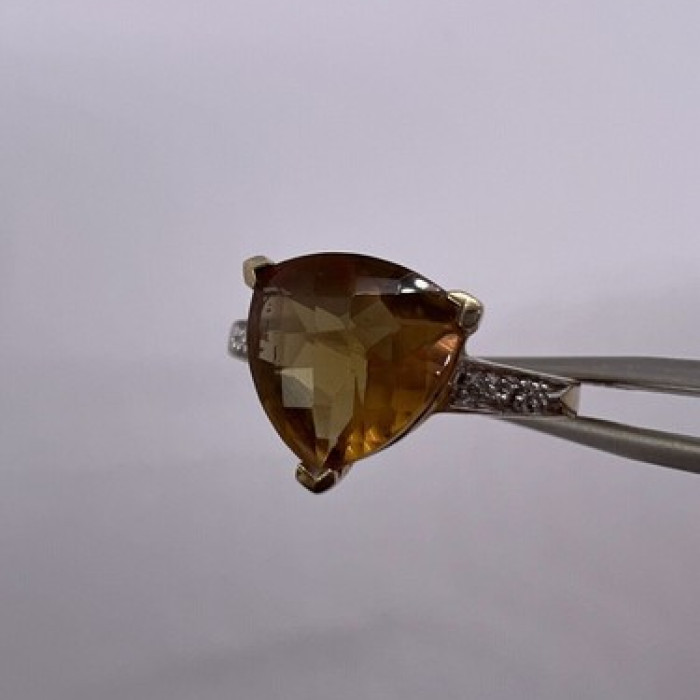 925 Sterling Silver Gold Plated CZ Ring Size 6.5