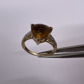 925 Sterling Silver Gold Plated CZ Ring Size 6.5