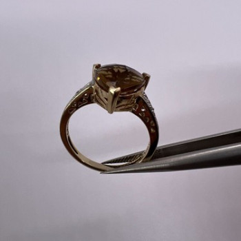 925 Sterling Silver Gold Plated CZ Ring Size 6.5