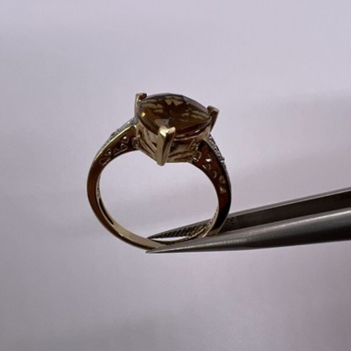 925 Sterling Silver Gold Plated CZ Ring Size 6.5