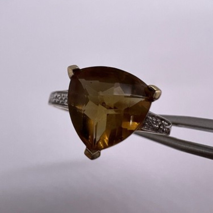 925 Sterling Silver Gold Plated CZ Ring Size 6.5